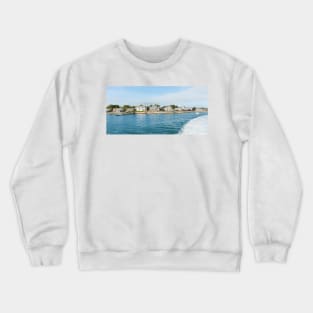 Characteristic style Cape Cod architecture along waters edge.  imagine this on a  card or gracing your room as wall art fine art canvas or framed print on your wall Crewneck Sweatshirt